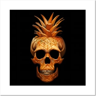 Pineapple Skeleton Skull Posters and Art